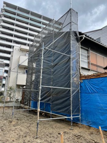 大阪市阿倍野区 切り離し足場施工